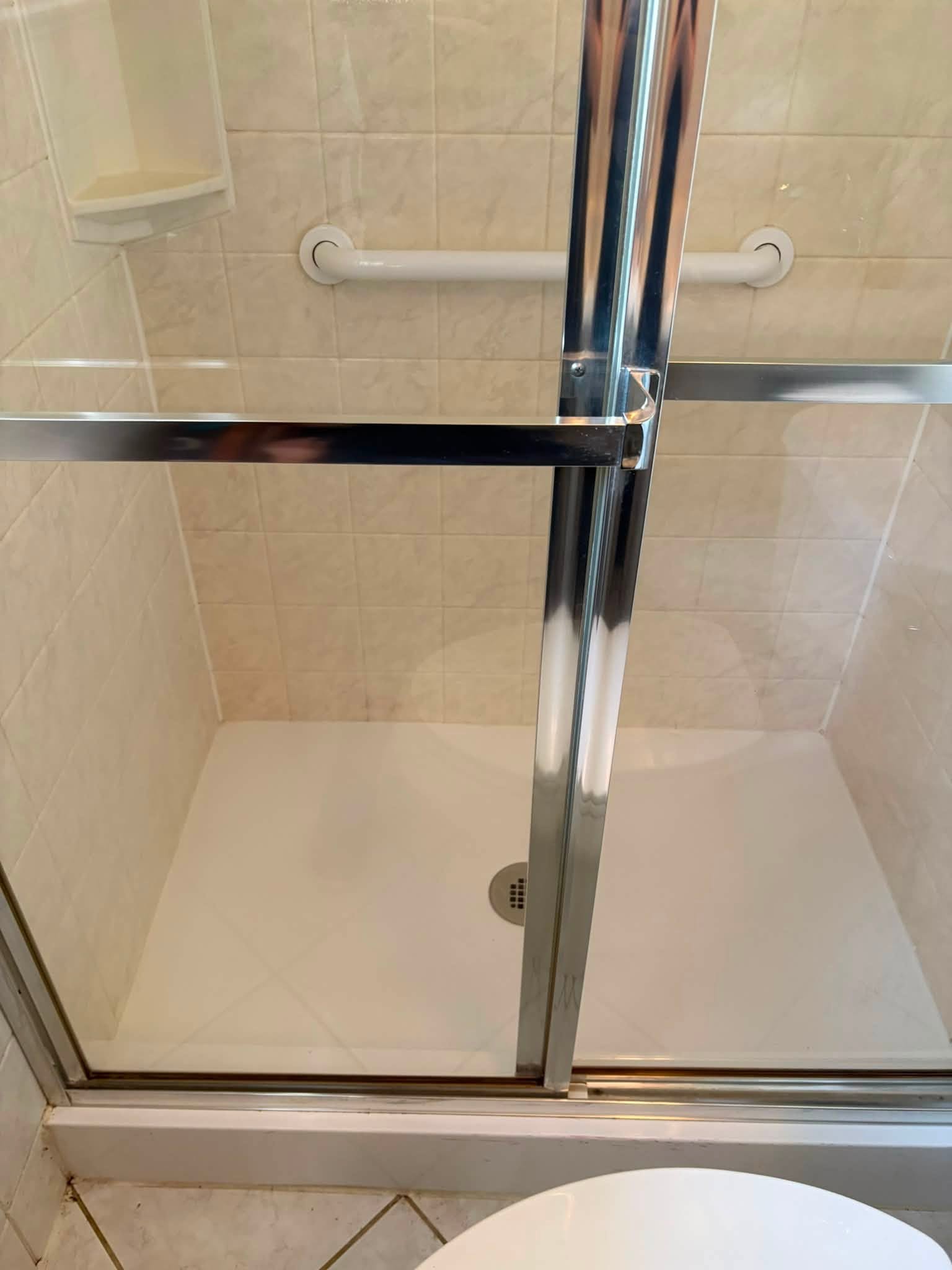A shower after Vanessa cleaned it